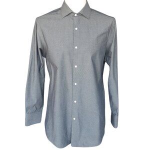 Marc New York SZ 15 Andrew Marc Slim Fit  Men's Button Up Shirt Grey with White